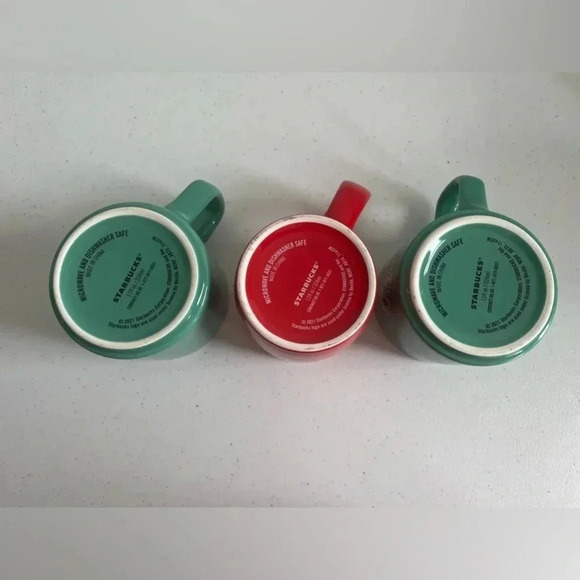 2021 Starbucks 11oz Siren Mermaid Mug Lot‎ of 3! Solid Turquoise Red Like New! - Picture 5 of 8